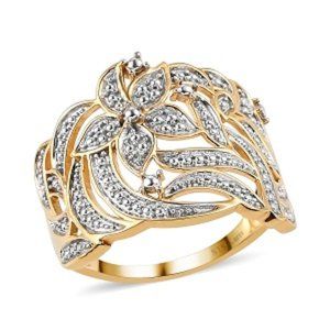 KARIS Diamond Accent Floral Ring in 18K YG Plated